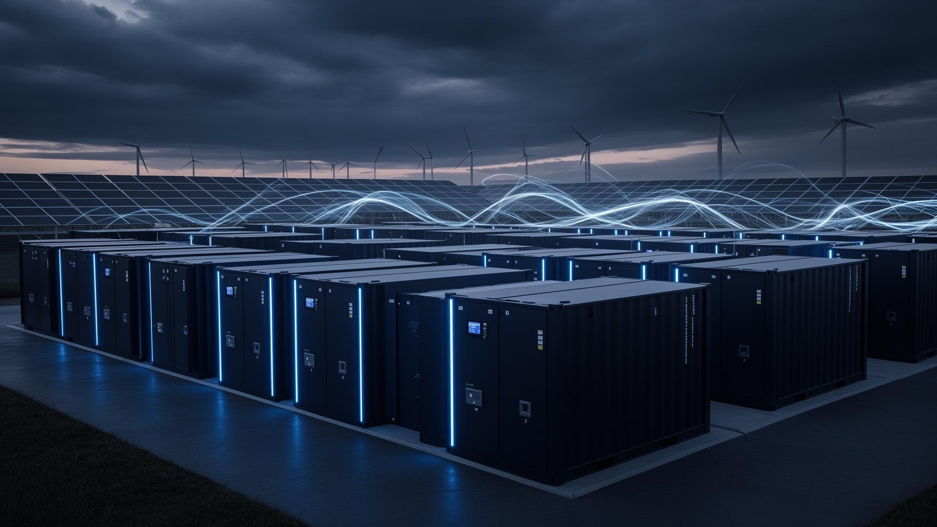 Utility-scale battery energy storage facility with solar and wind generation